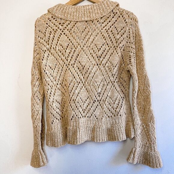 Vintage Y2K 90s Olsen Europe Gold Knit Cardigan L - Picture 3 of 6